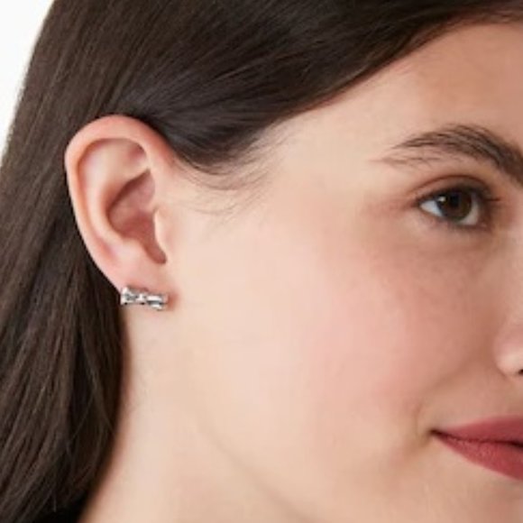 ♠️ Kate Spade ♠️️ Silver Double Bow Stud Earrings - Picture 6 of 7